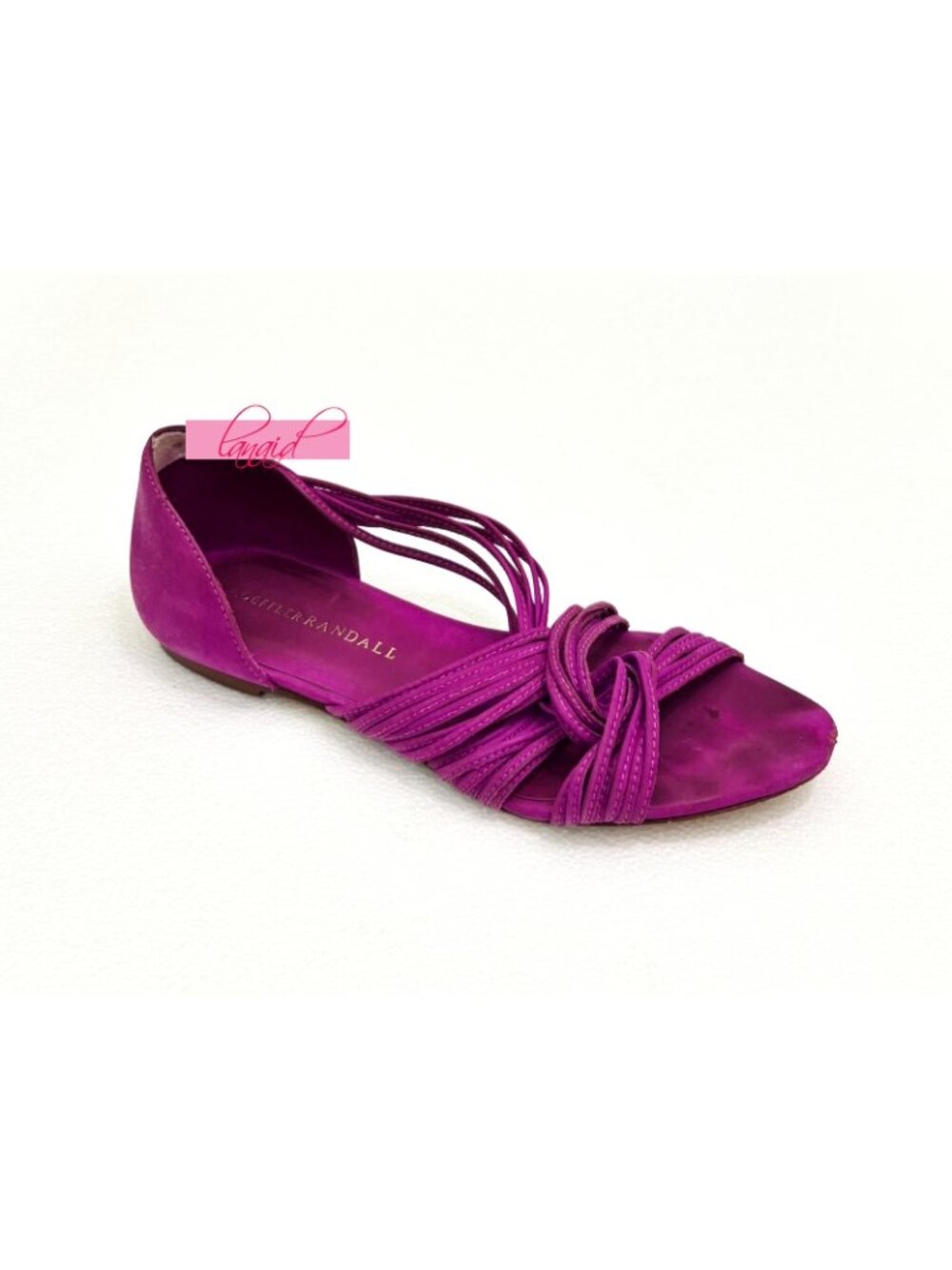 Loeffler Randall Flippa Mignon Braided Suede Leather Purple Magenta Sandals 6